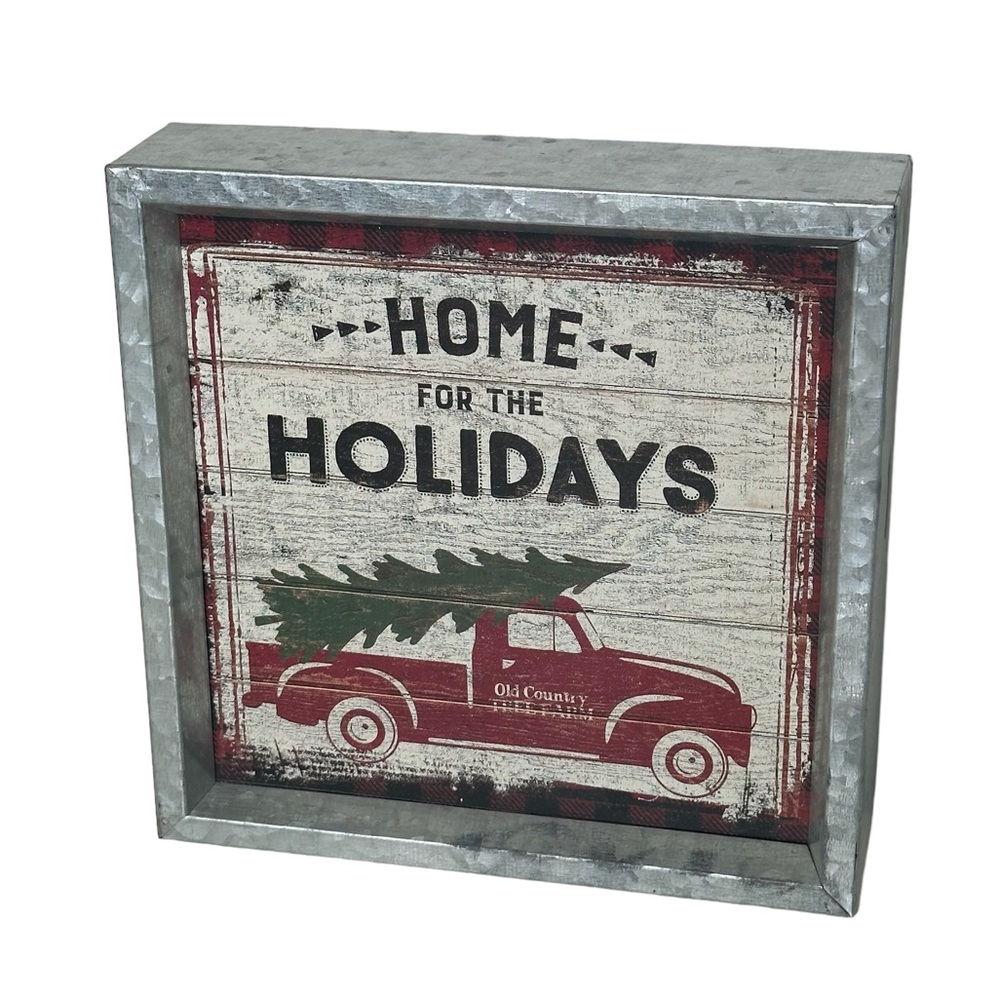Three Girls & A Wish Metal Wood Home For The Holidays Tuck Tree Old Coun…